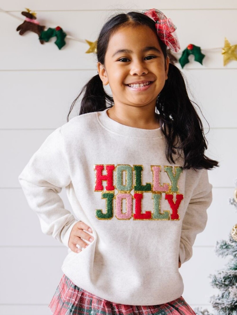 Holly Jolly Sweet WinkEmbroidered Kids Sweatshirt 4T